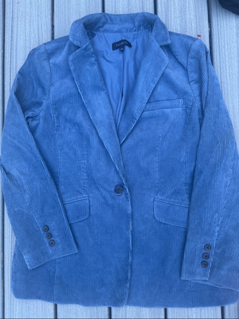 Talbots Blue Corduroy Single-Button Blazer size 14